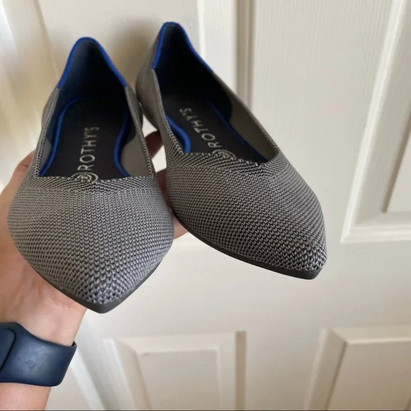 Rothy’s Women's Gray The Point Flat Shoes Cloud Grey Birdseye Sz 7 - Picture 3 of 13